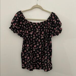 Children’s Place Floral Black and Pink Top XL